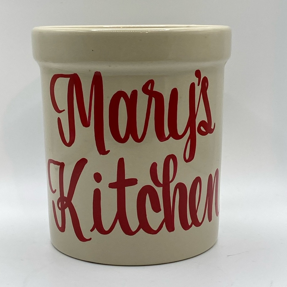 Crock "Mary's Kitchen" Personalized‎ red lettering